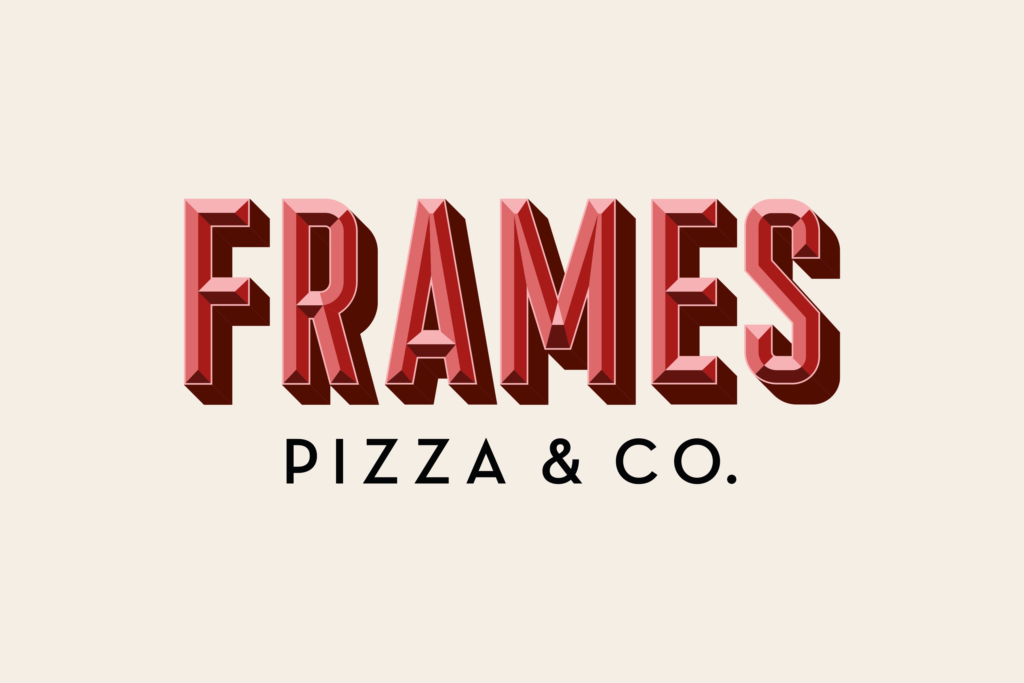 Logo Design für Frames Pizza Slices – klare Wortmarke mit modernem Deli-Charakter und grafischer Präzision