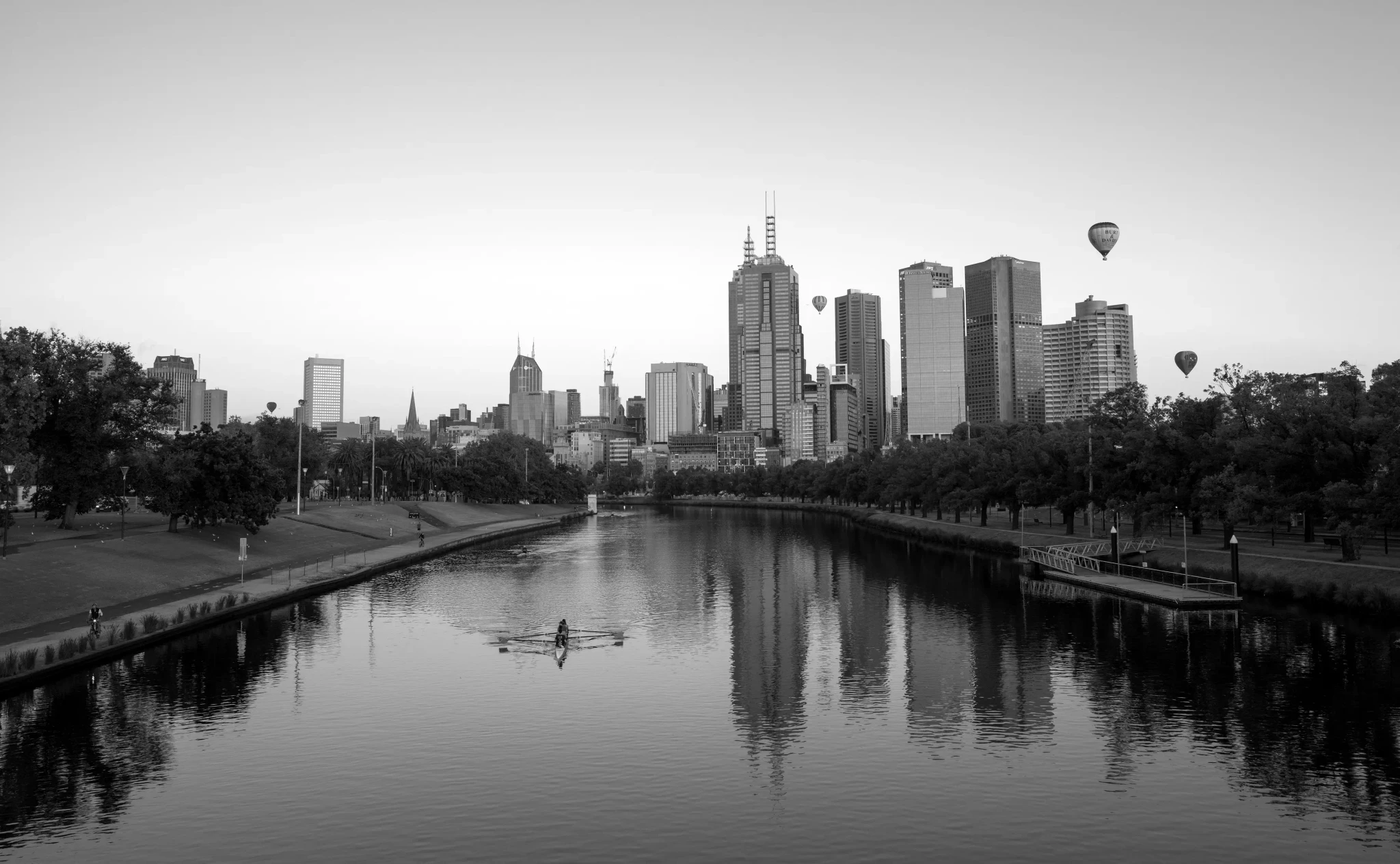Melbourne skyline and Yarra River Victoria Australia a major private jet charter destination in Australia