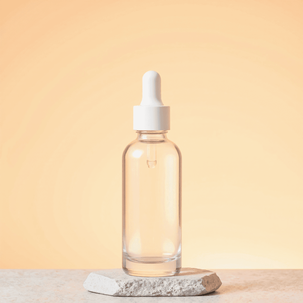 product photography of a small bottle of liquid solution