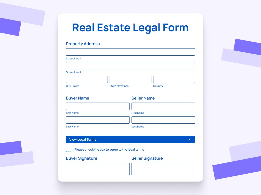 Real estate legal forms template preview