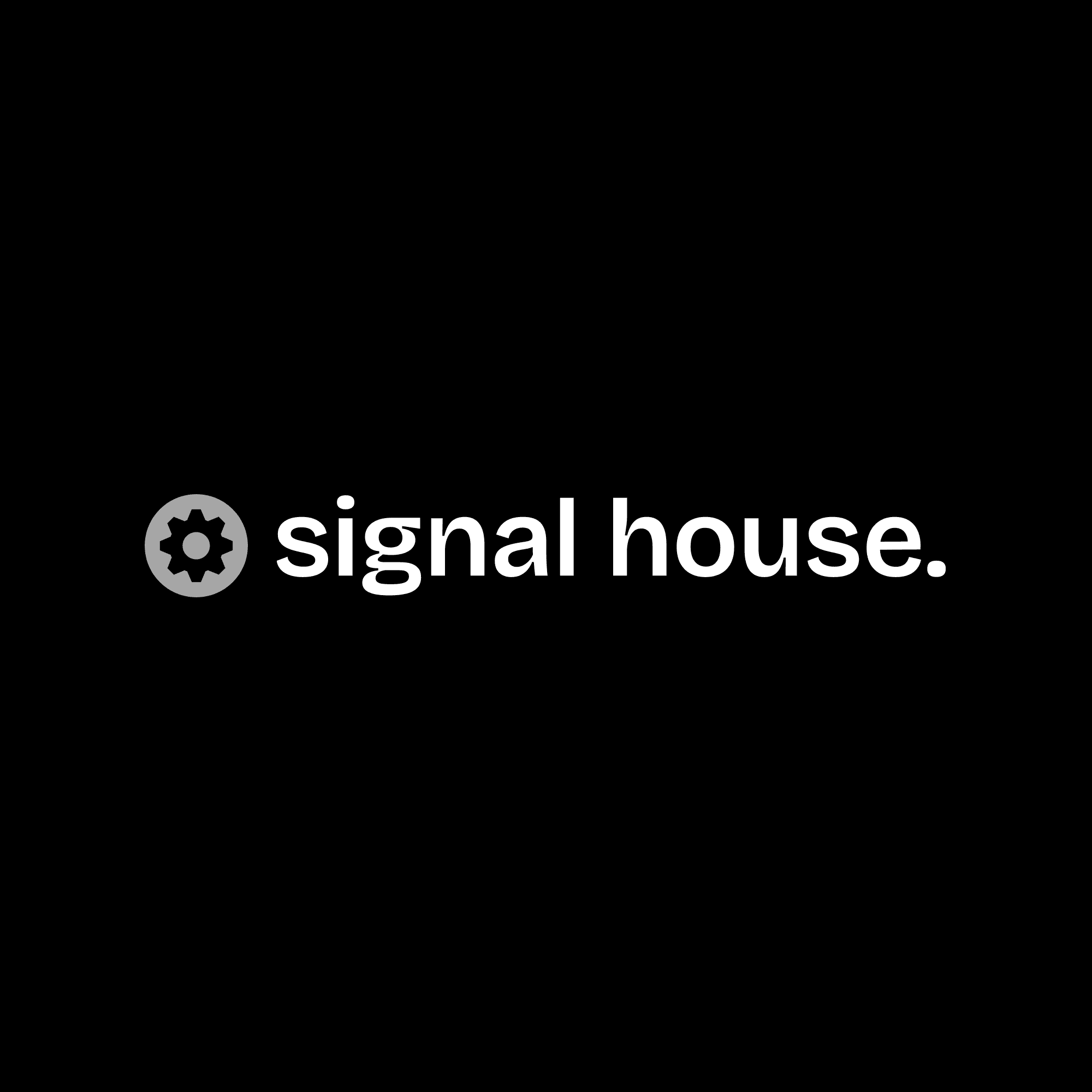 Image of the Signal House logo on a black background.