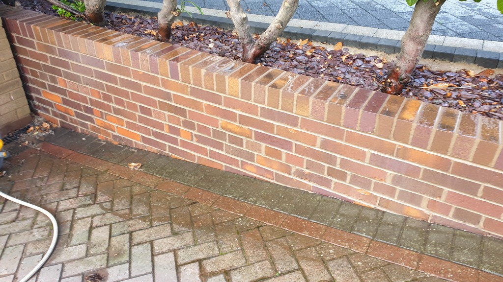 A garden wall that had been repointed