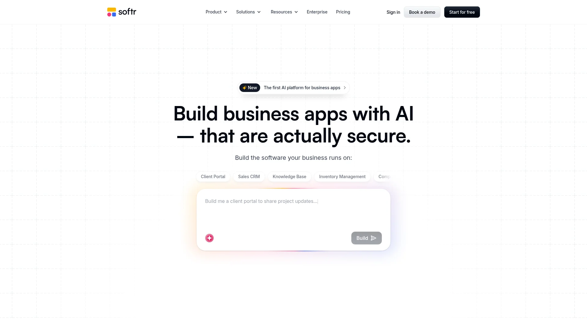 Softr no-code portal and internal tool builder homepage