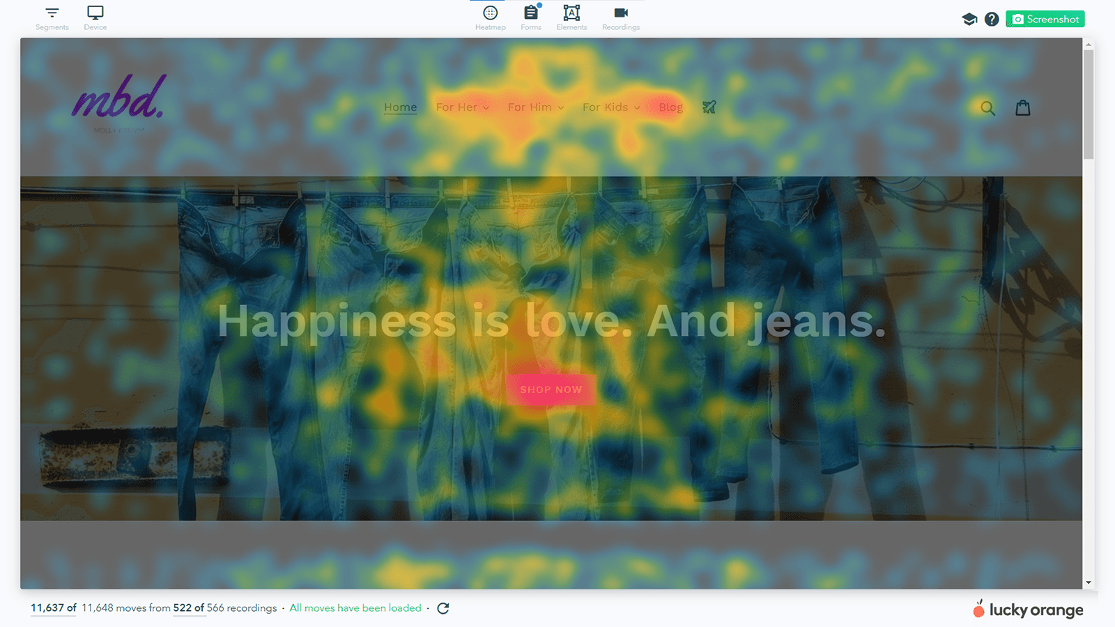 Lucky Orange Dynamic Heatmap Example