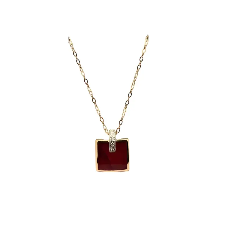 Collier Clozeau – Or rose · résine rouge