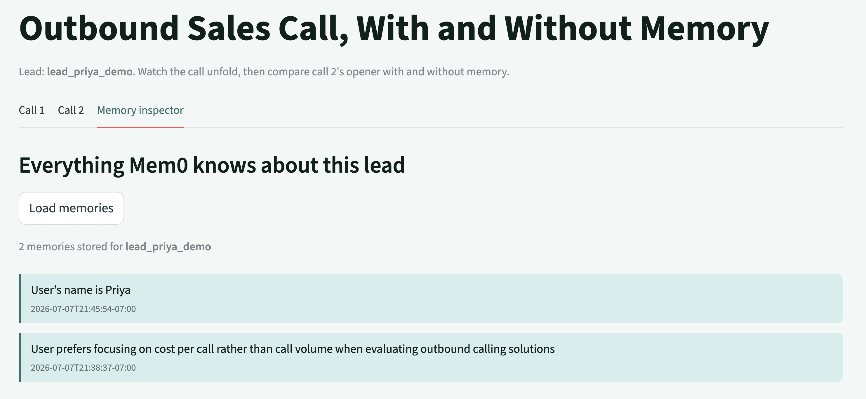 Memory inspector with saved memories