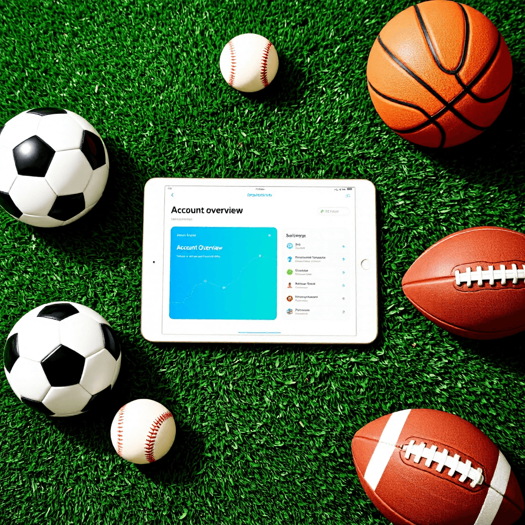 product photography of tablet screen displaying an account overview