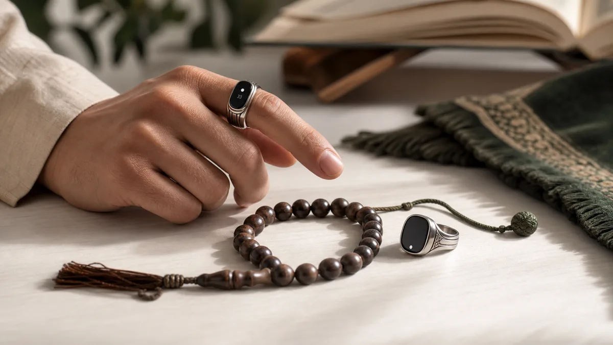 Fingers, prayer beads, and a zikr ring as halal ways to count dhikr