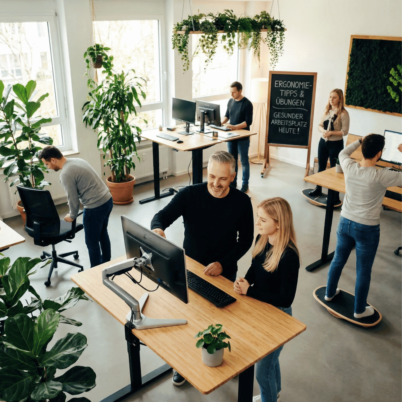 Mitarbeiter bei betrieblichem Gesundheitsmanagement am Arbeitsplatz — BGM-Maßnahmen für gesunde Teams