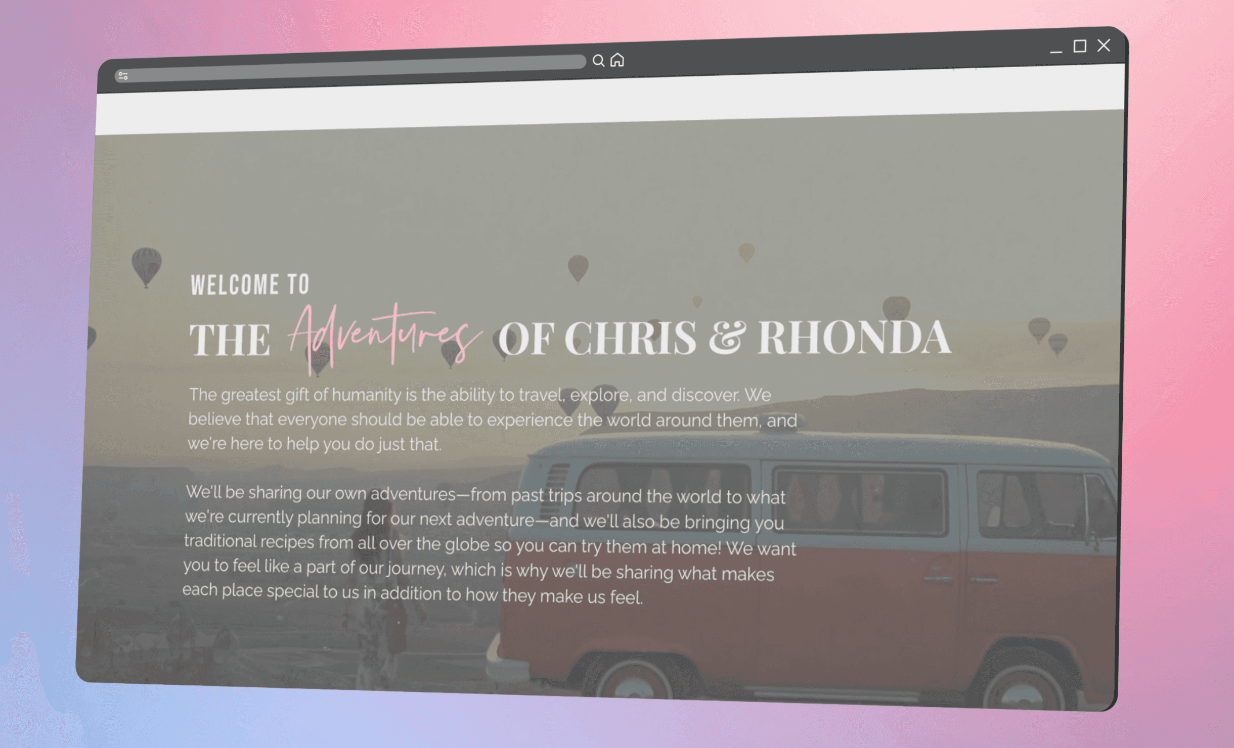 Travel blog website design for The Adventures of Chris & Rhonda by RJP.design — creative NYC web design agency specializing in website design and digital marketing for lifestyle and travel brands