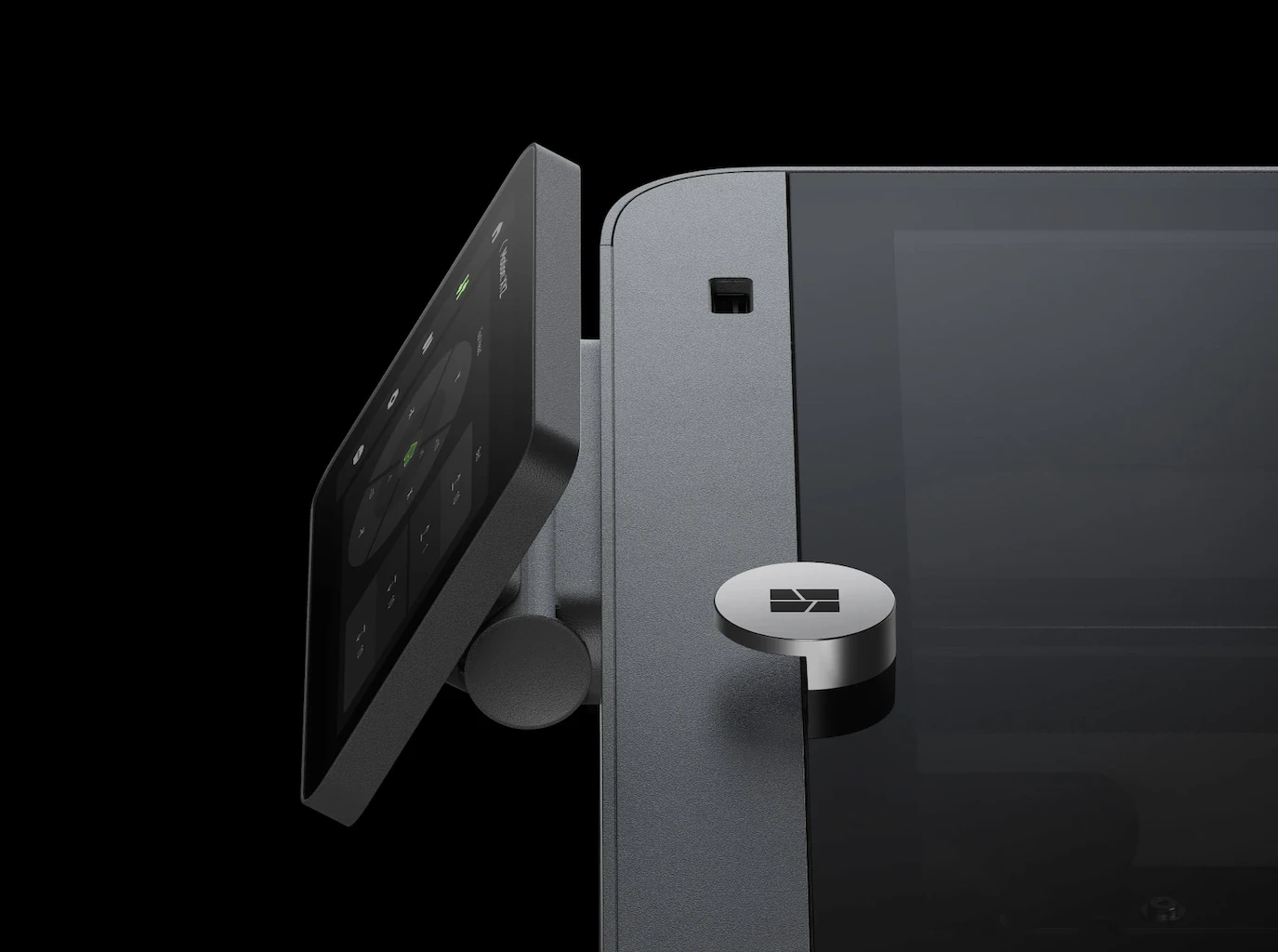 Grey and black 3D printer with touchscreen display