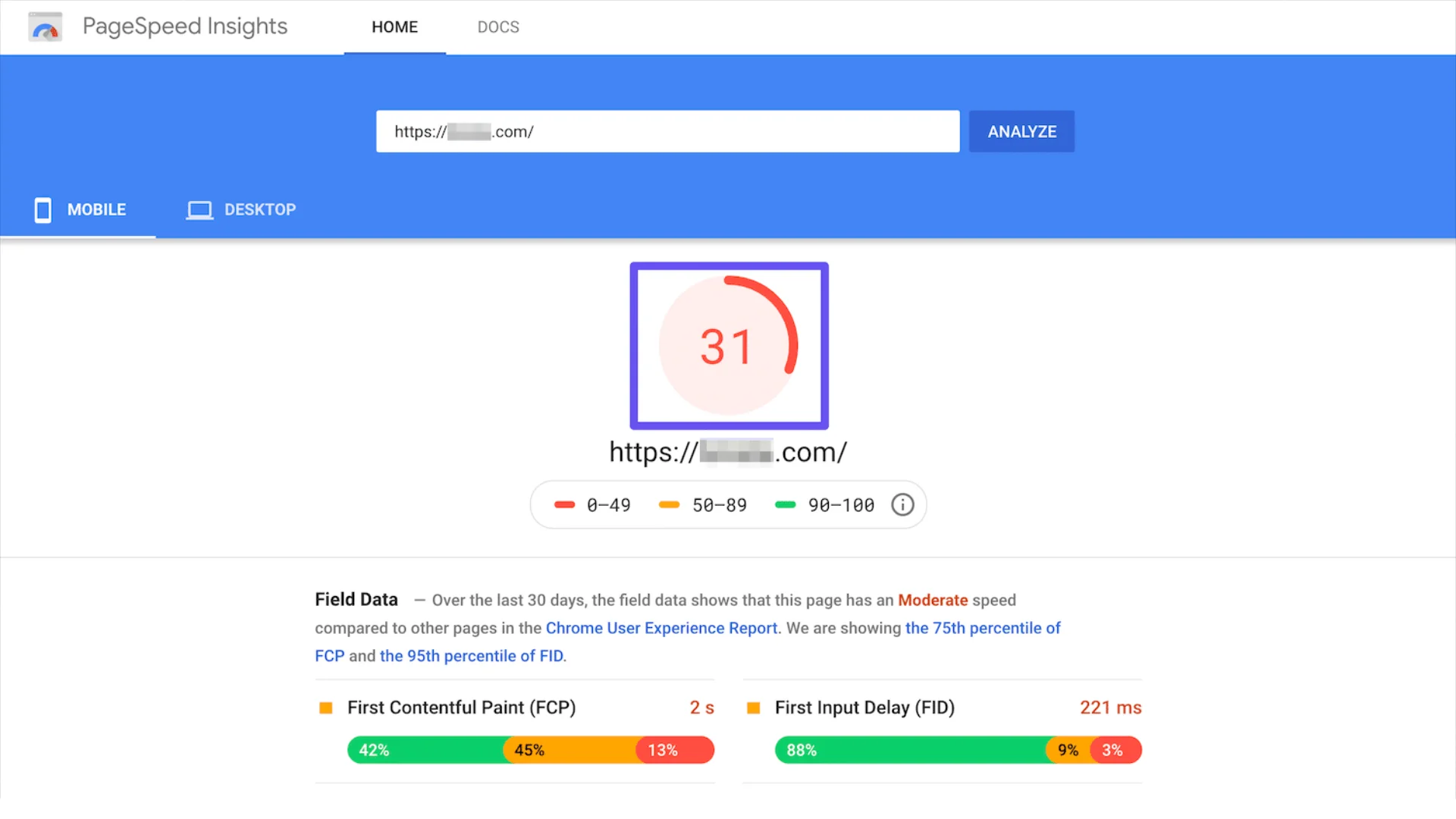 Google Pagespeed insights