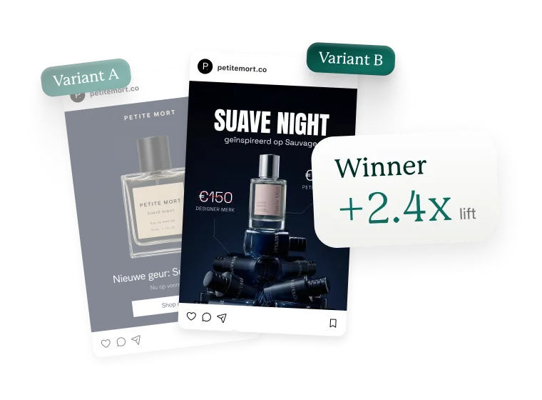 Petitemort.co Suave Night parfum advertentie met +2.4x lift testresultaat