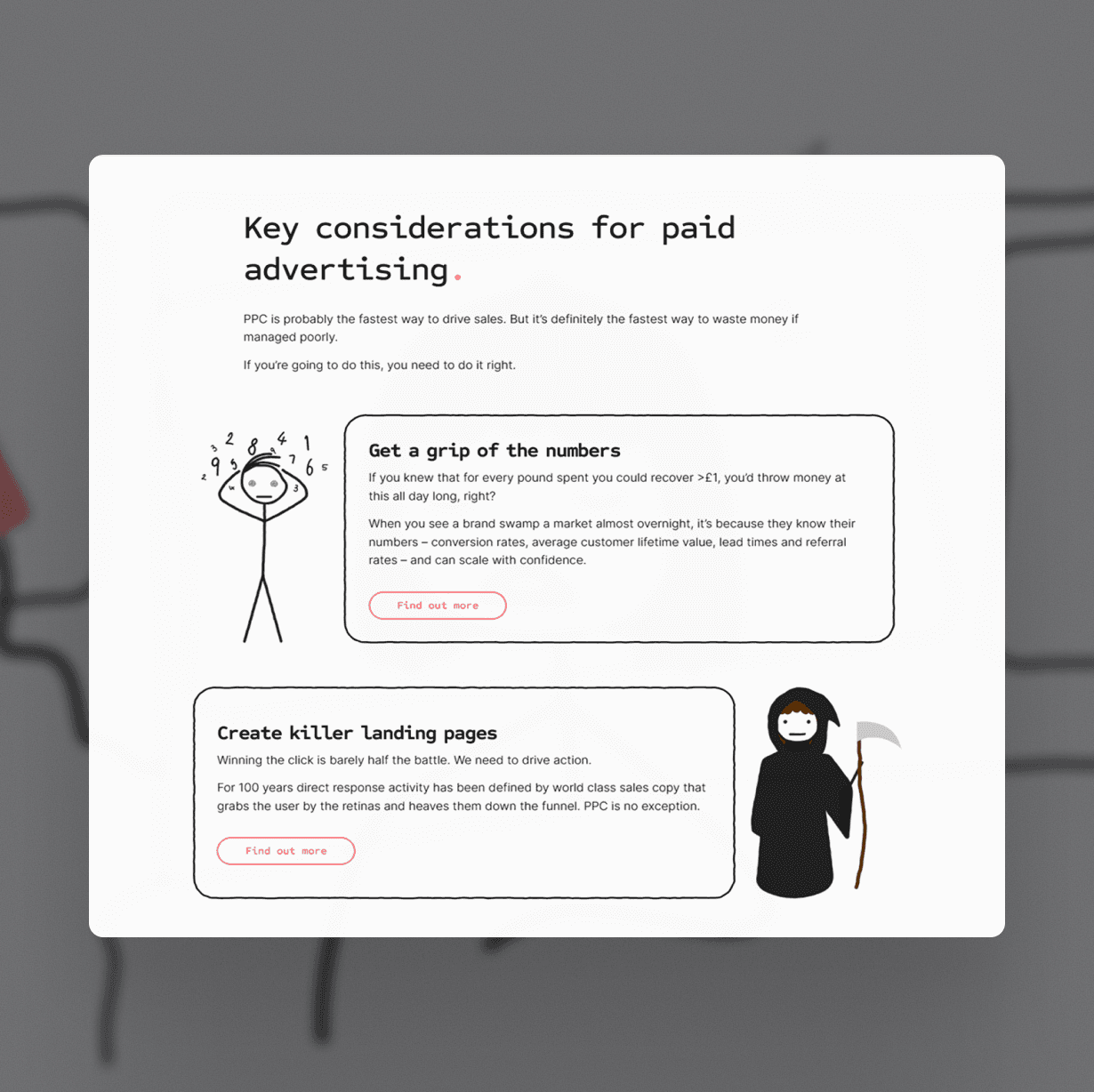 Webpage showing options like optimizing accounting, preparing annual accounts, and claiming capital allowances.