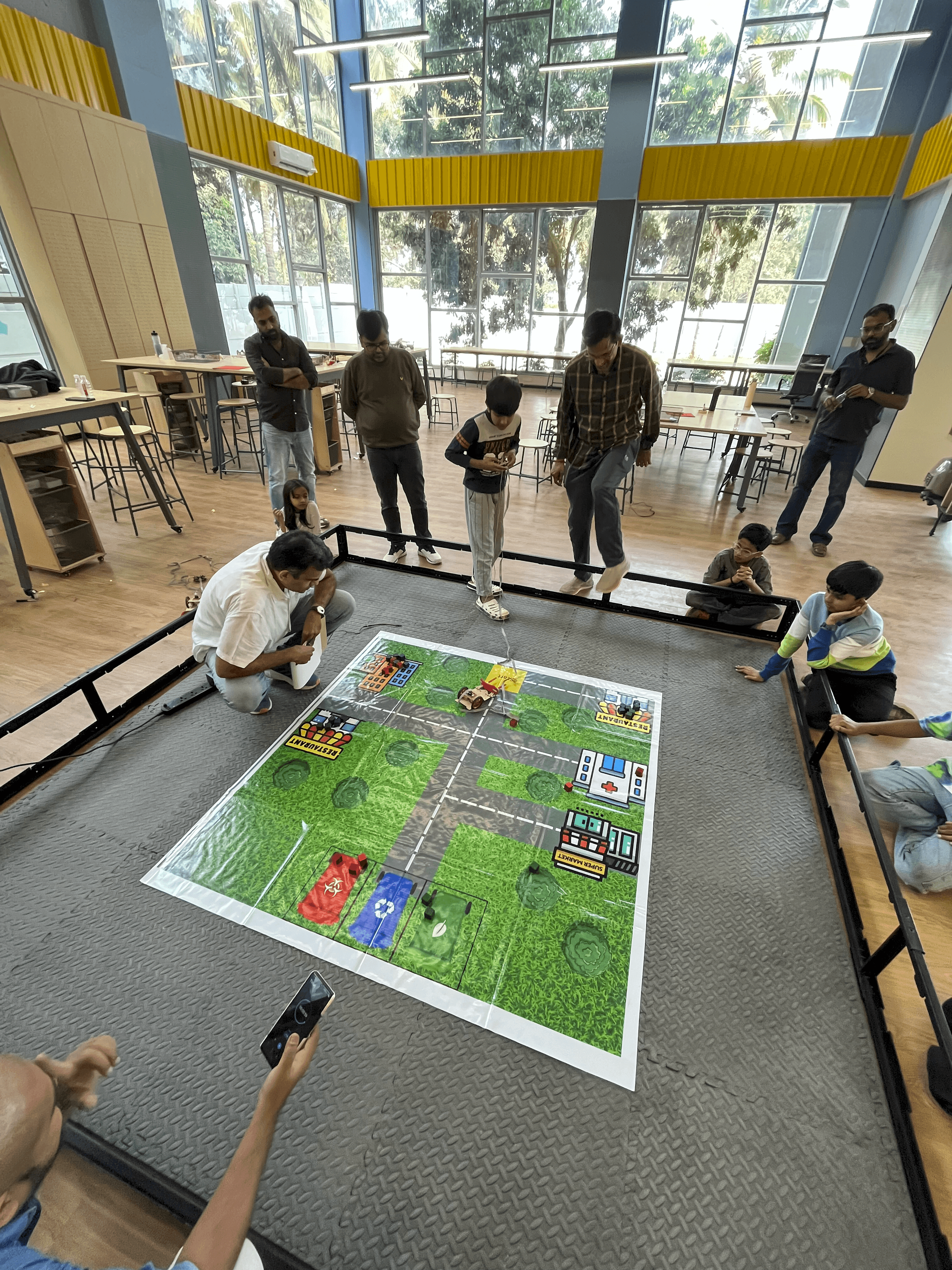 IB students using playboard robot creatively