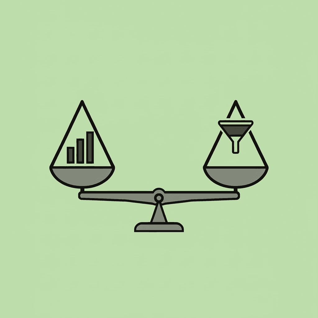 Balance scale comparing quantity of applications on one side versus quality and success rate on the other - Medicine Scholarships
