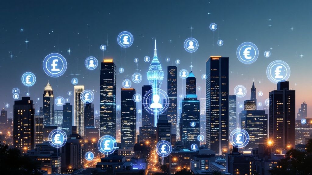 A person using a magnifying glass to inspect a digital cryptocurrency coin on a screen, symbolizing careful analysis and research.