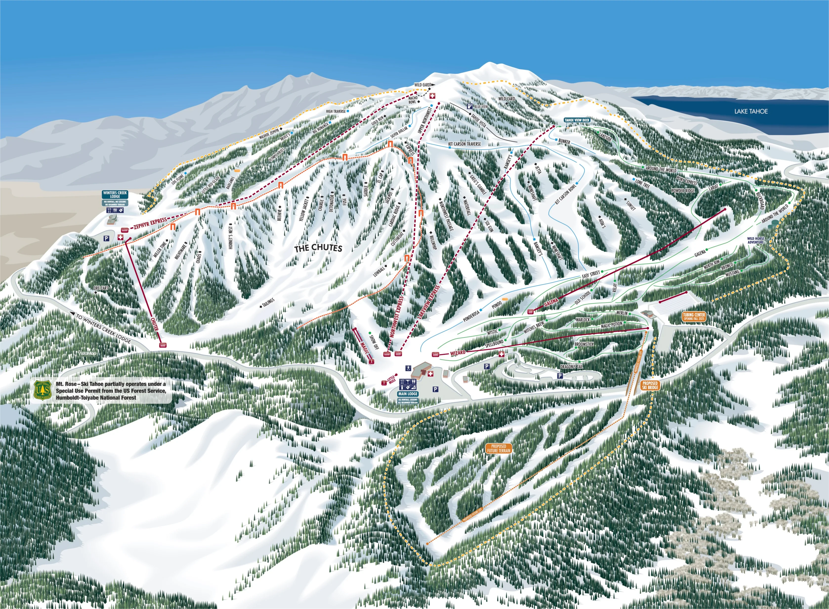 Mt. Rose Ski Area Trail Map - Frontside