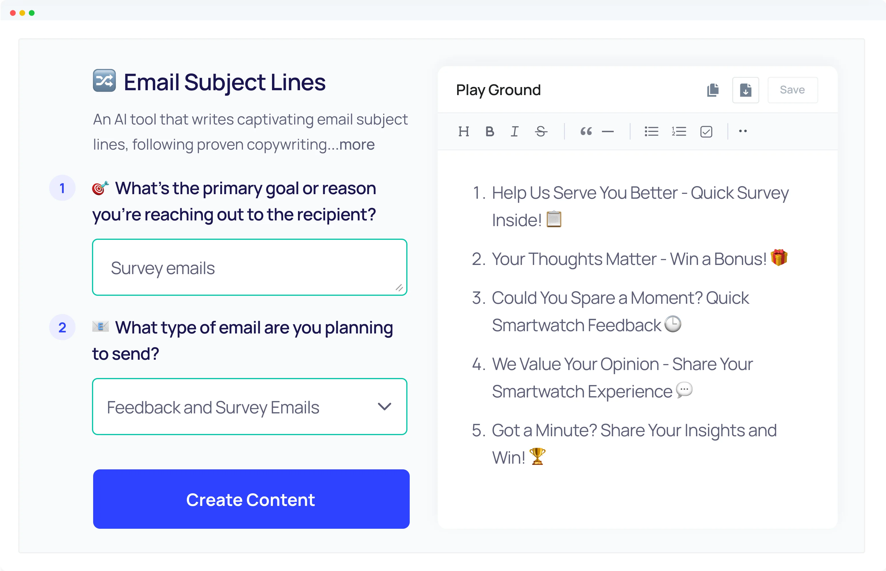 Email Subject Line Generator Example - 1