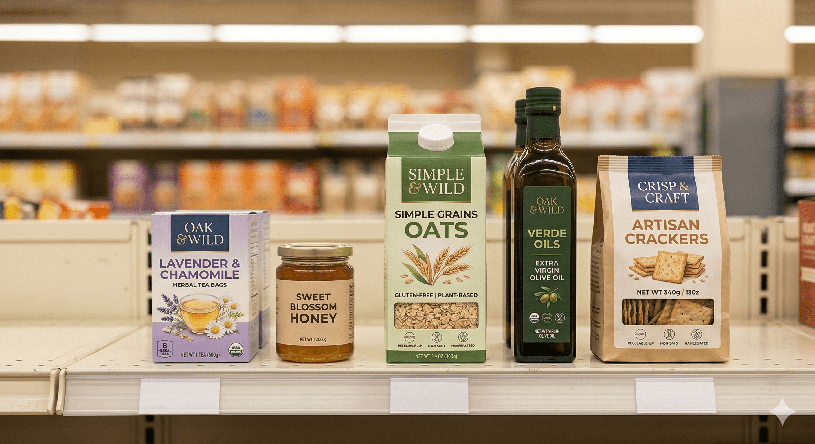 FMCG product range displayed on a German supermarket shelf ready for retail buyer presentation