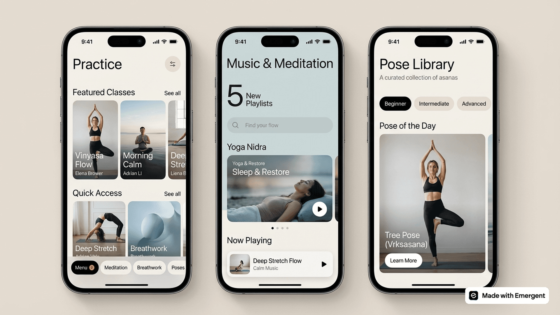 Yoga App Made with Emergent