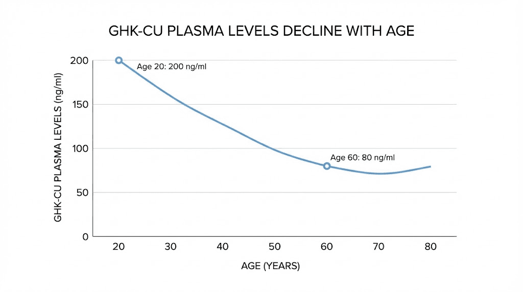GHK-CU plasma levels decline with age chart