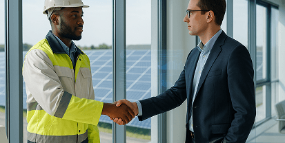 Manager shaking hands with client