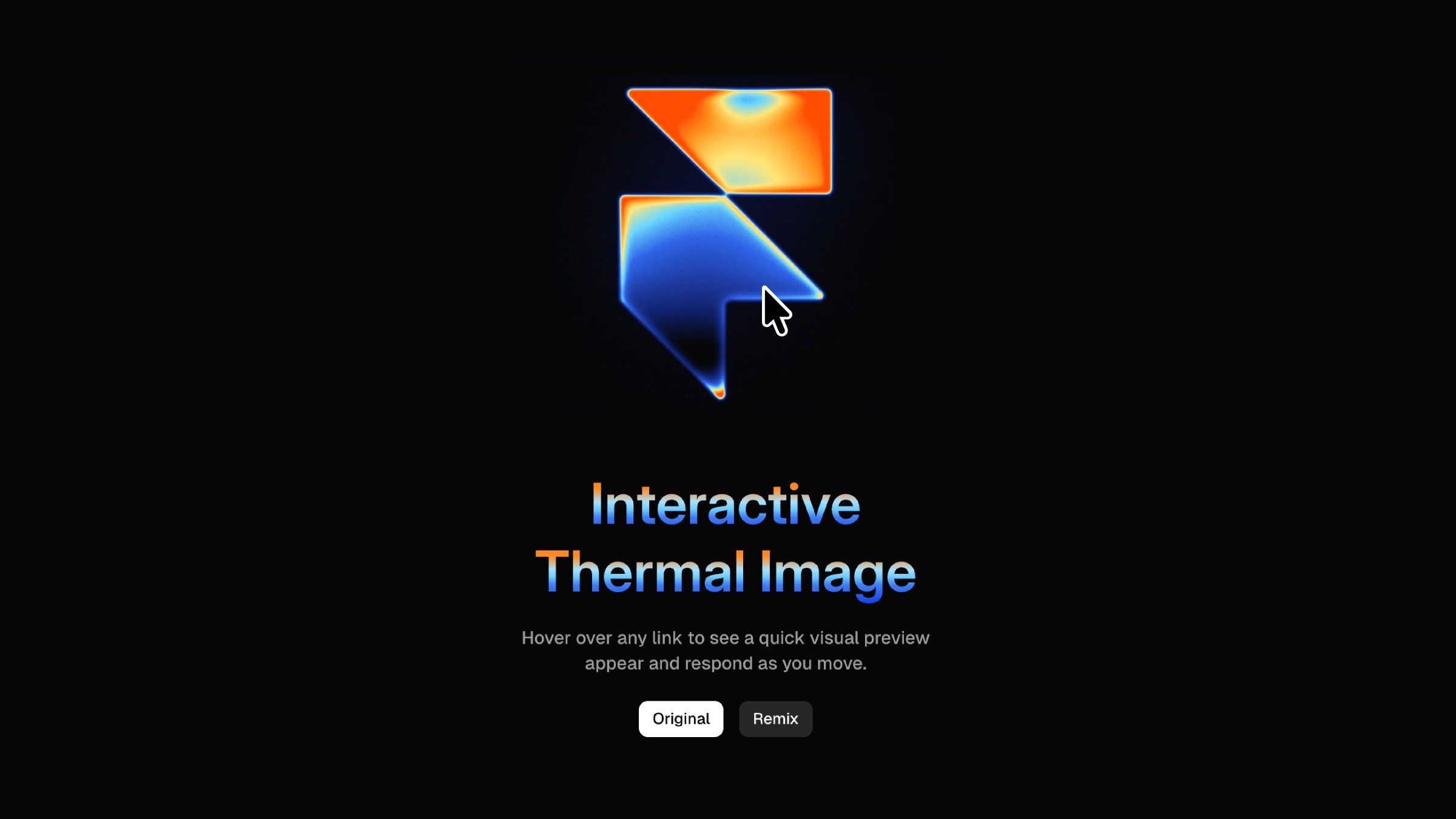 Glowing interactive thermal graphic with hover preview text