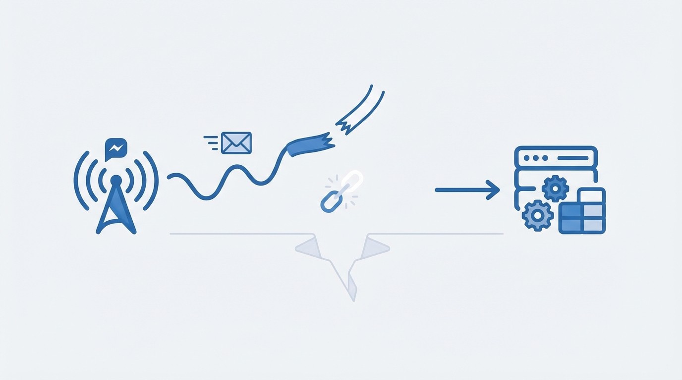 Why legacy system integration breaks in customer messaging concept illustration - RadMedia