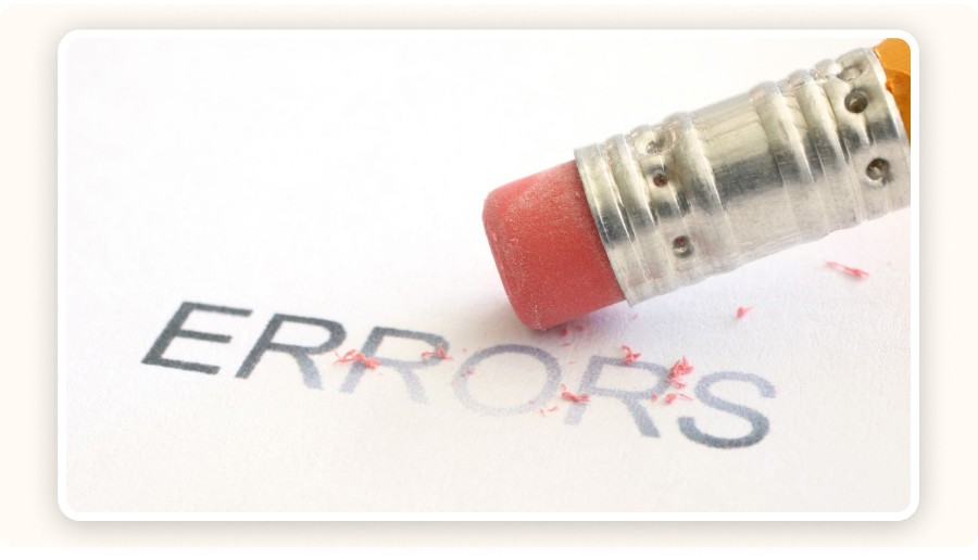 Eraser erasing the word “ERRORS”