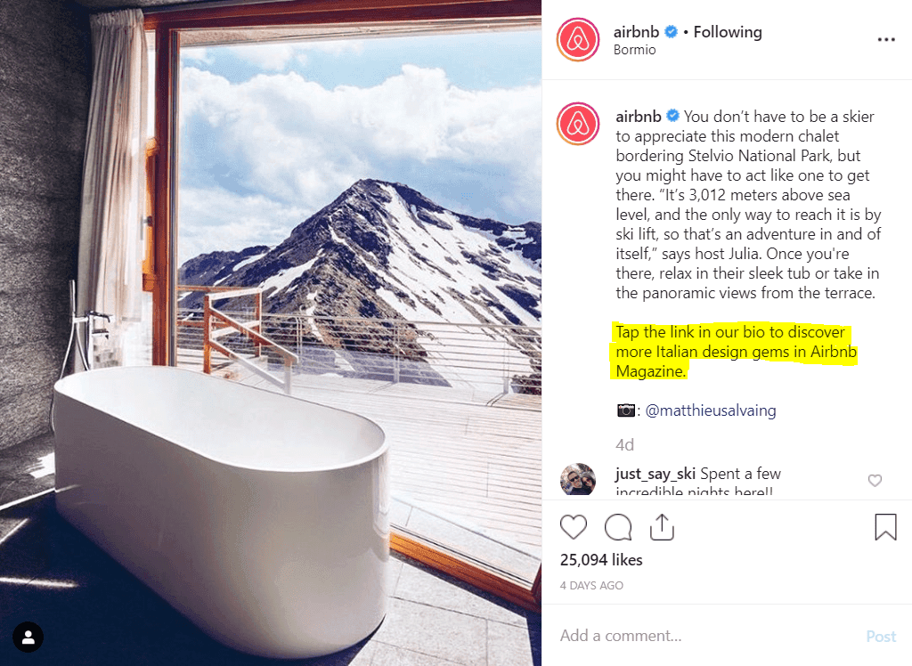 Add a CTA in your perfect Instagram post