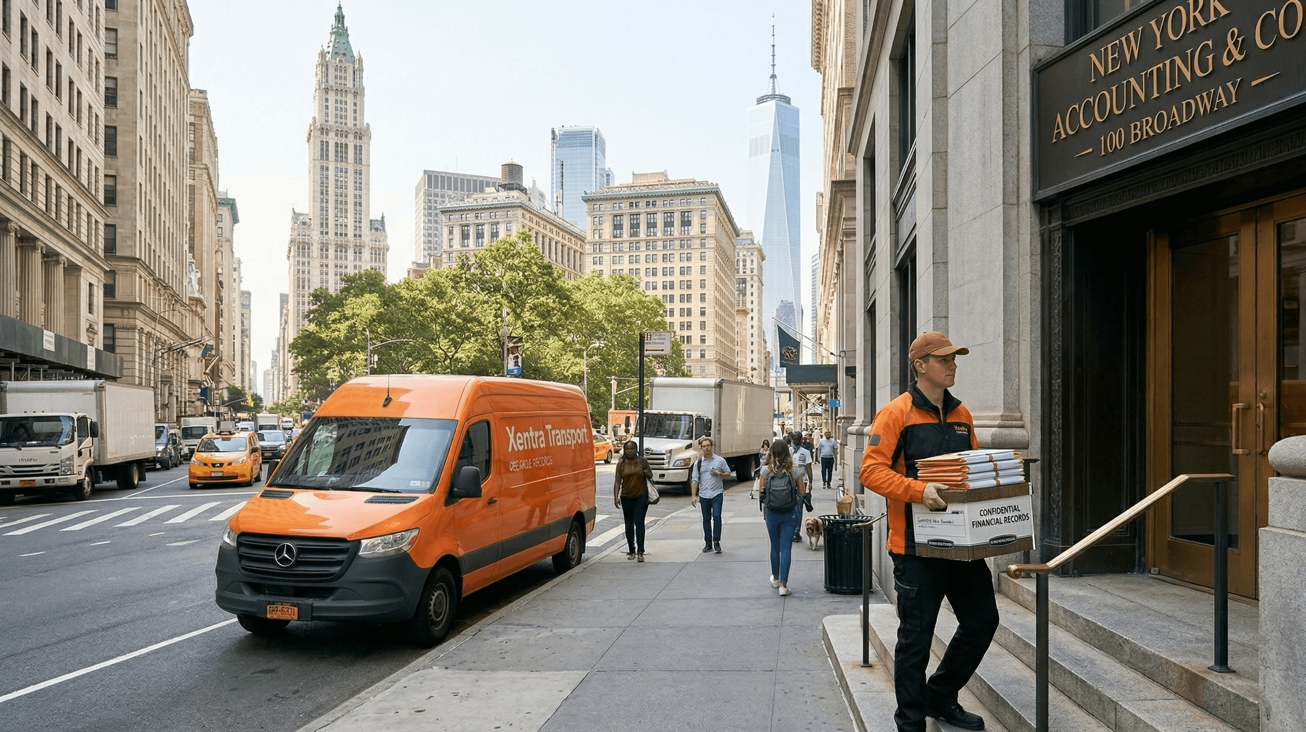 xentra transport courier delivering financial documents for nyc accounting firm