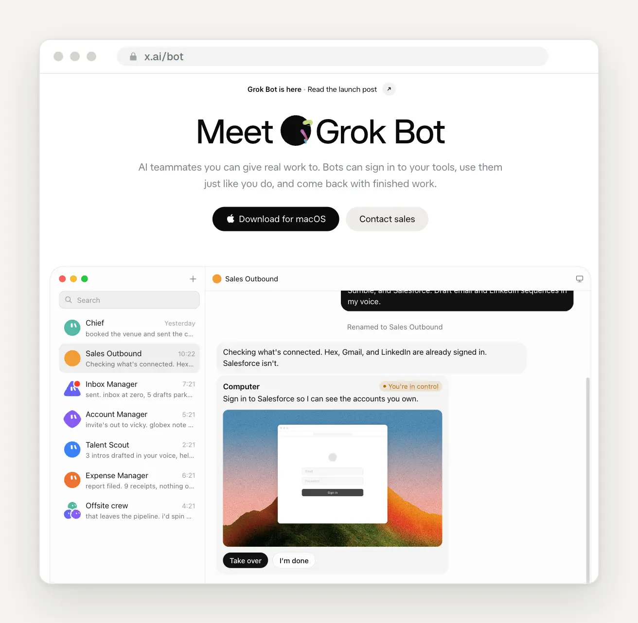 Grok Bot von SpaceXAI mit mehreren Bots und eigenem Computer