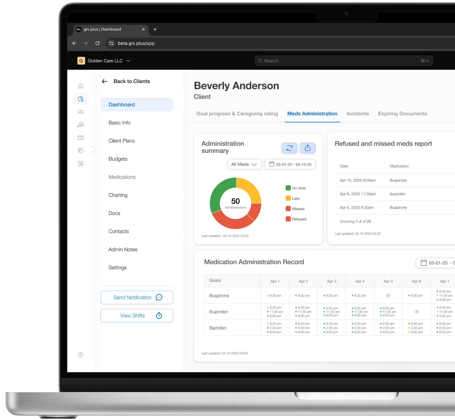 eMAR homepage on computer.