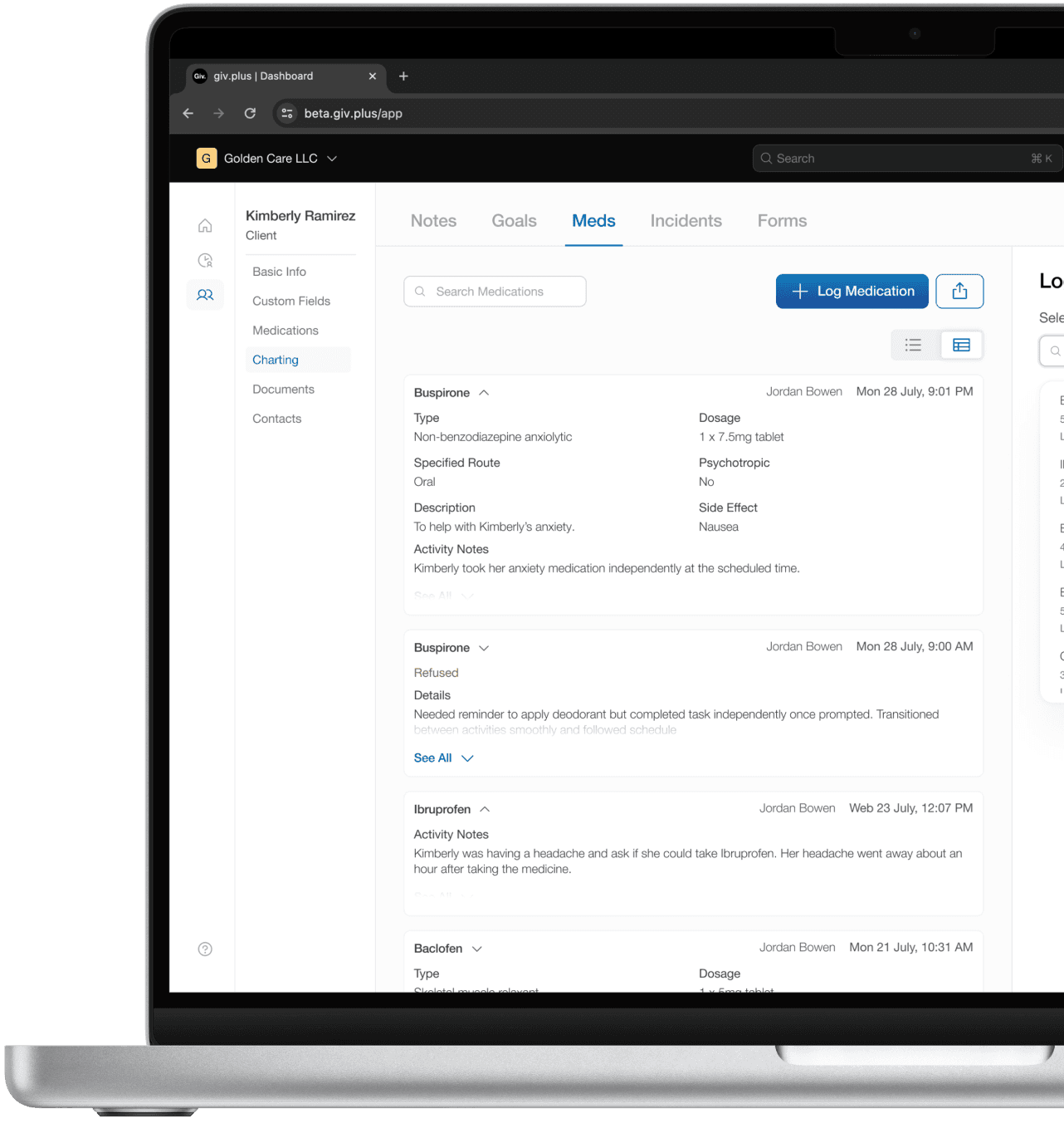 Medication charting.