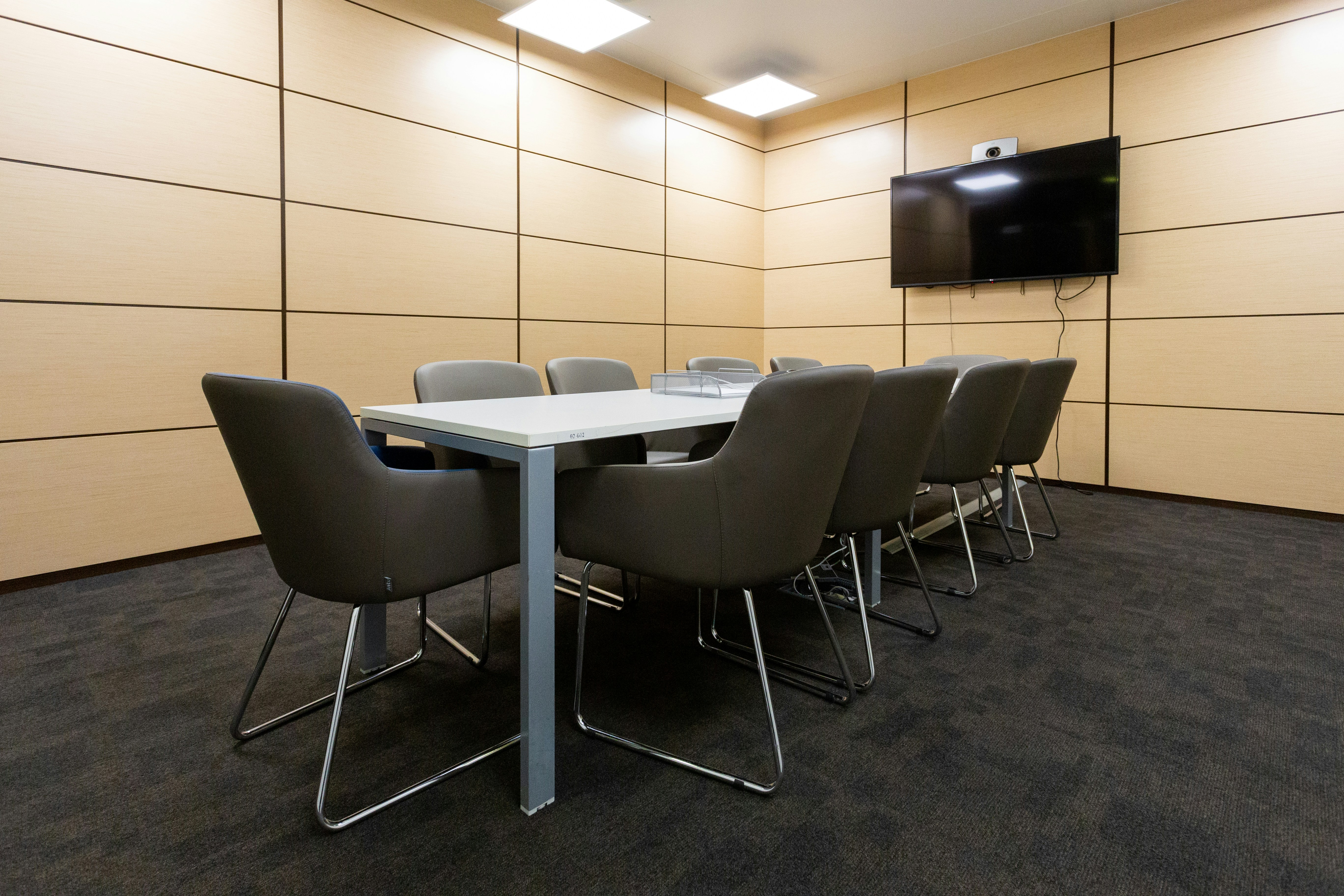 A professional commercial boardroom in South Africa showcasing the clean lines of modular office construction.