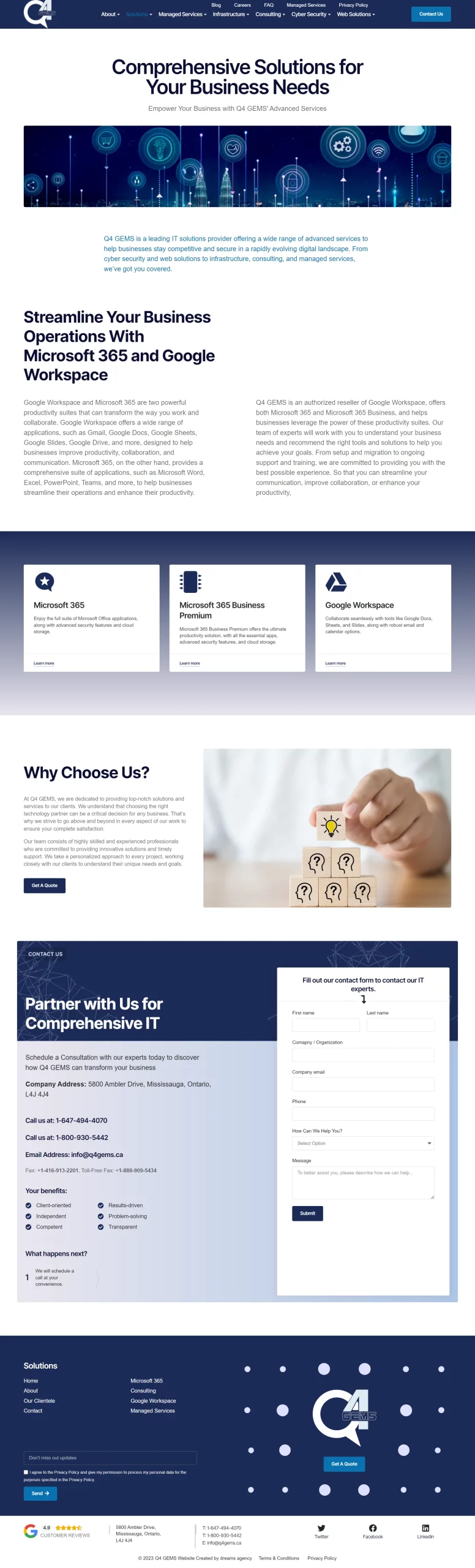 your-business page for q4gems website developed & designed by Dreams Agency Mississauga, Ontario