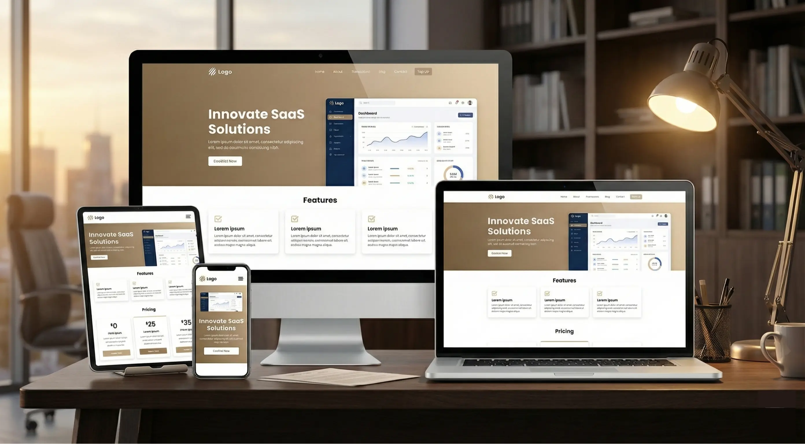 Custom SaaS software interface design featuring a clean dashboard layout and warm color palette, illustrating specialized web design services by Mahendra R.