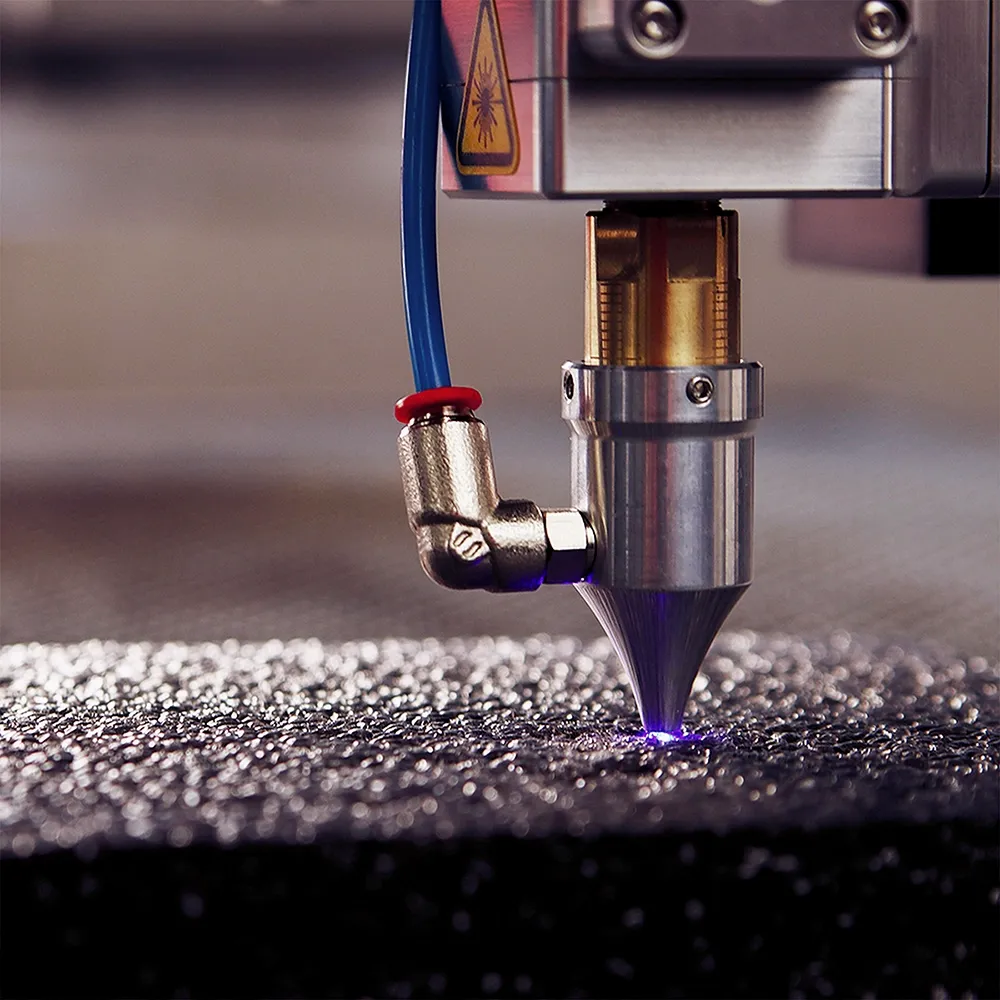 Close-up of a dark green leaf showing its textured surface and central vein against a muted background.
