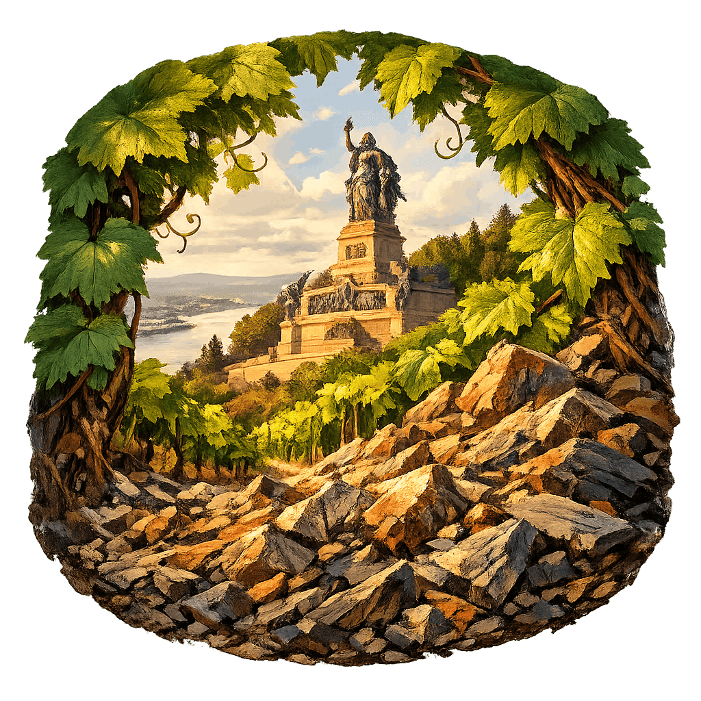 Detailed graphic of the Rüdesheim wine region.