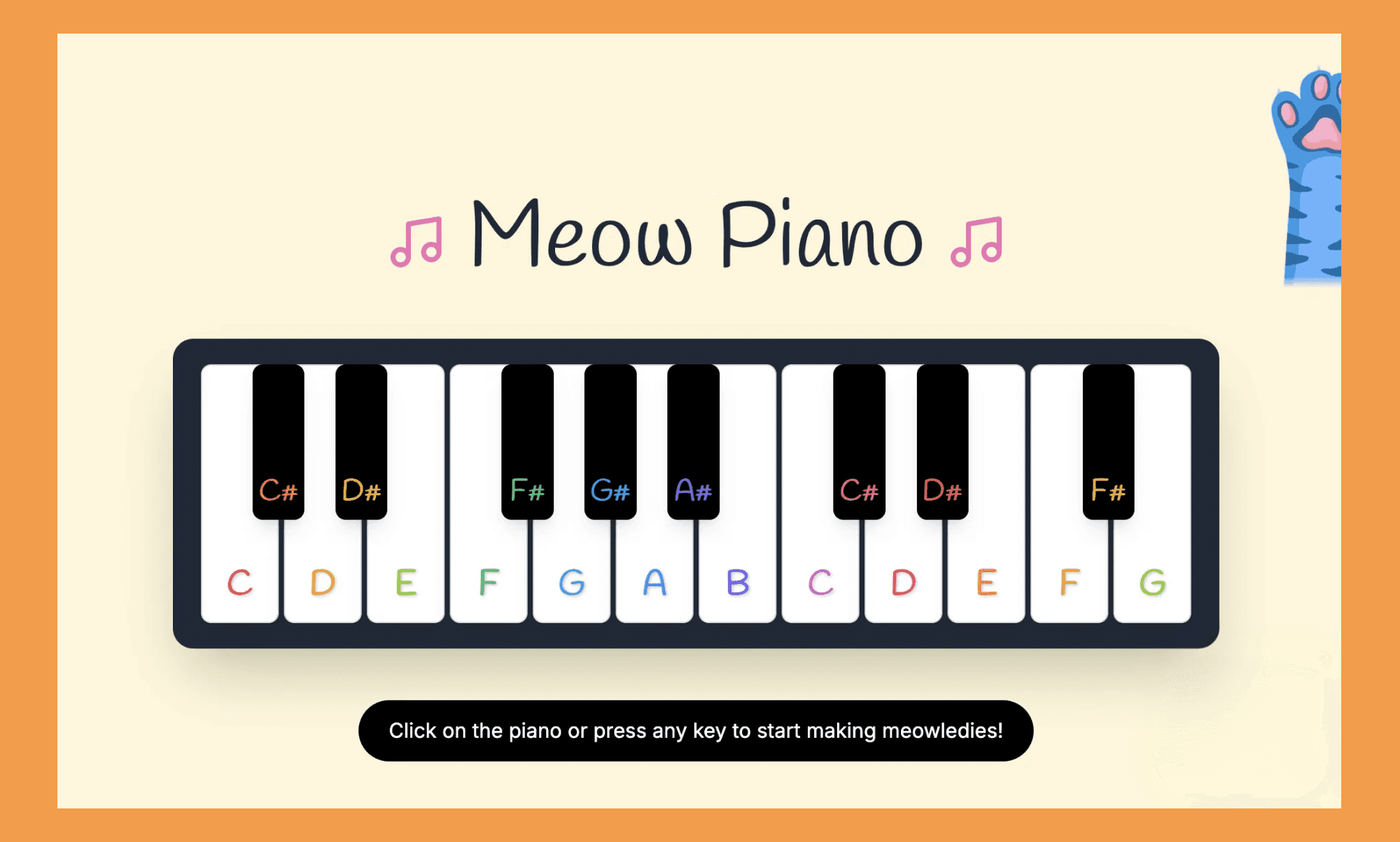 bolt.new project example: piano keys mvp