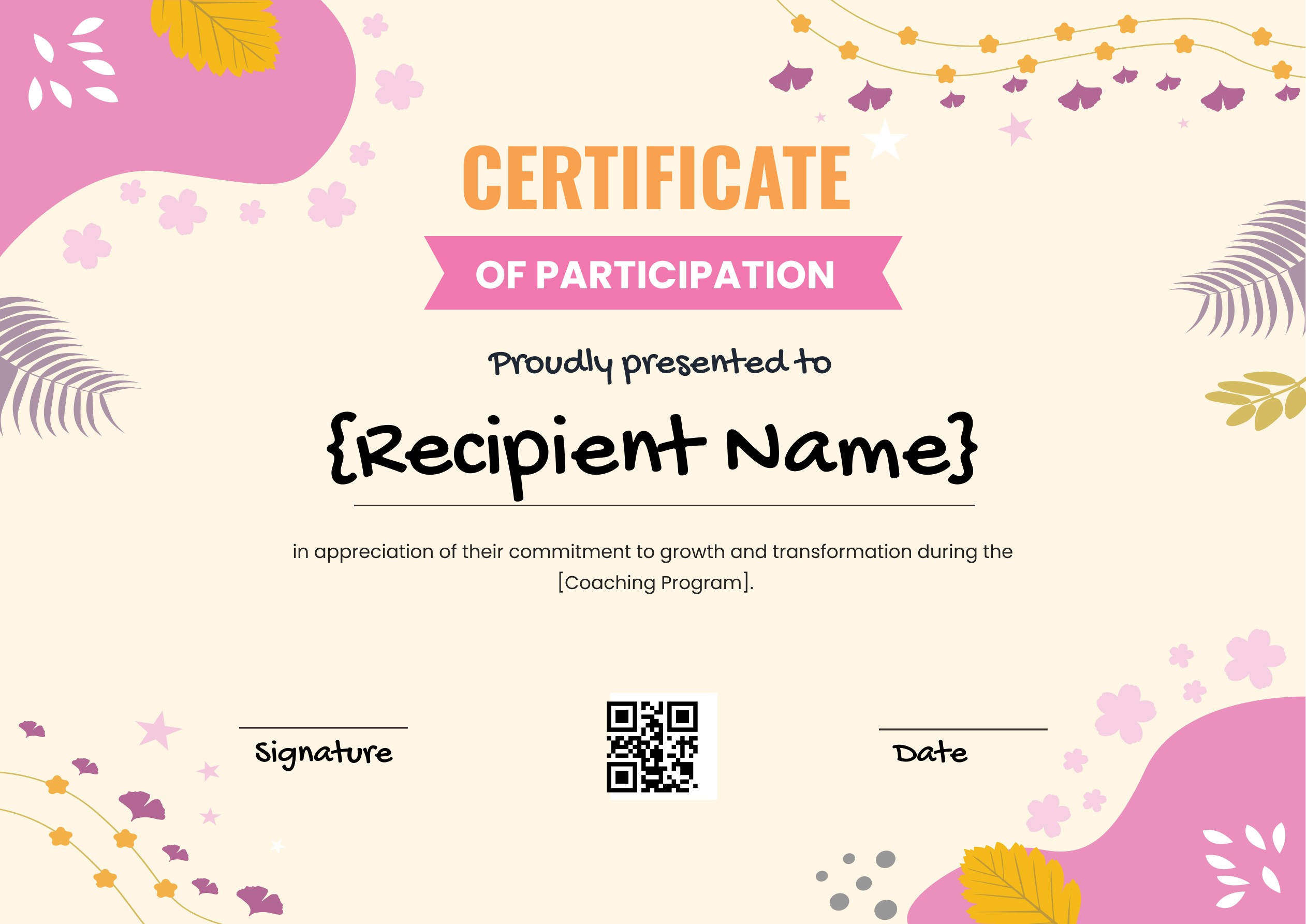 Wauld - Fun and vibrant certificate template for online coaches