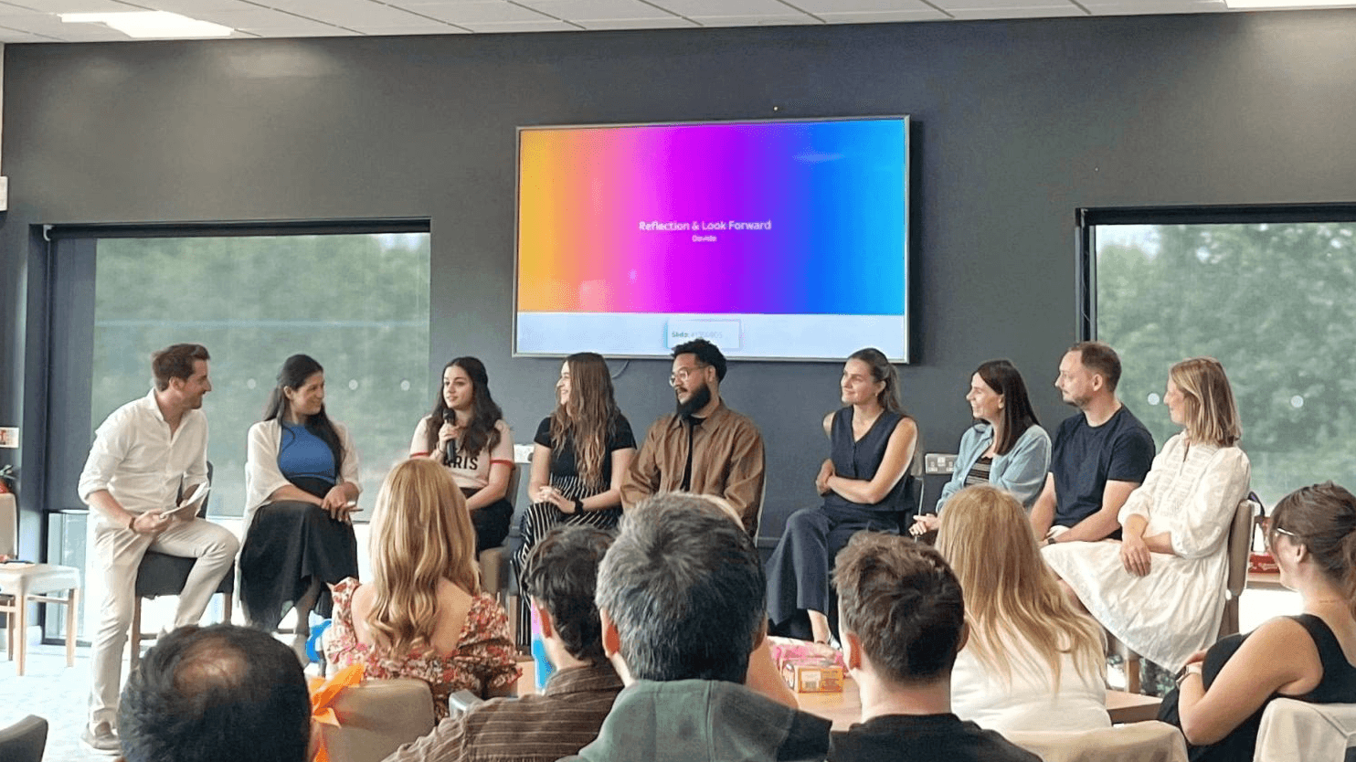 Artistic fashion portrait with colorful floral and avant-garde wallpaper