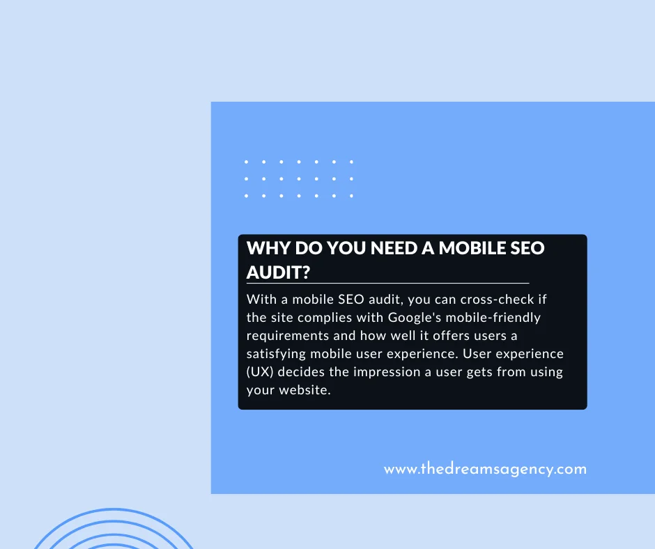 An answer post explaining the reasons for a mobile seo audit