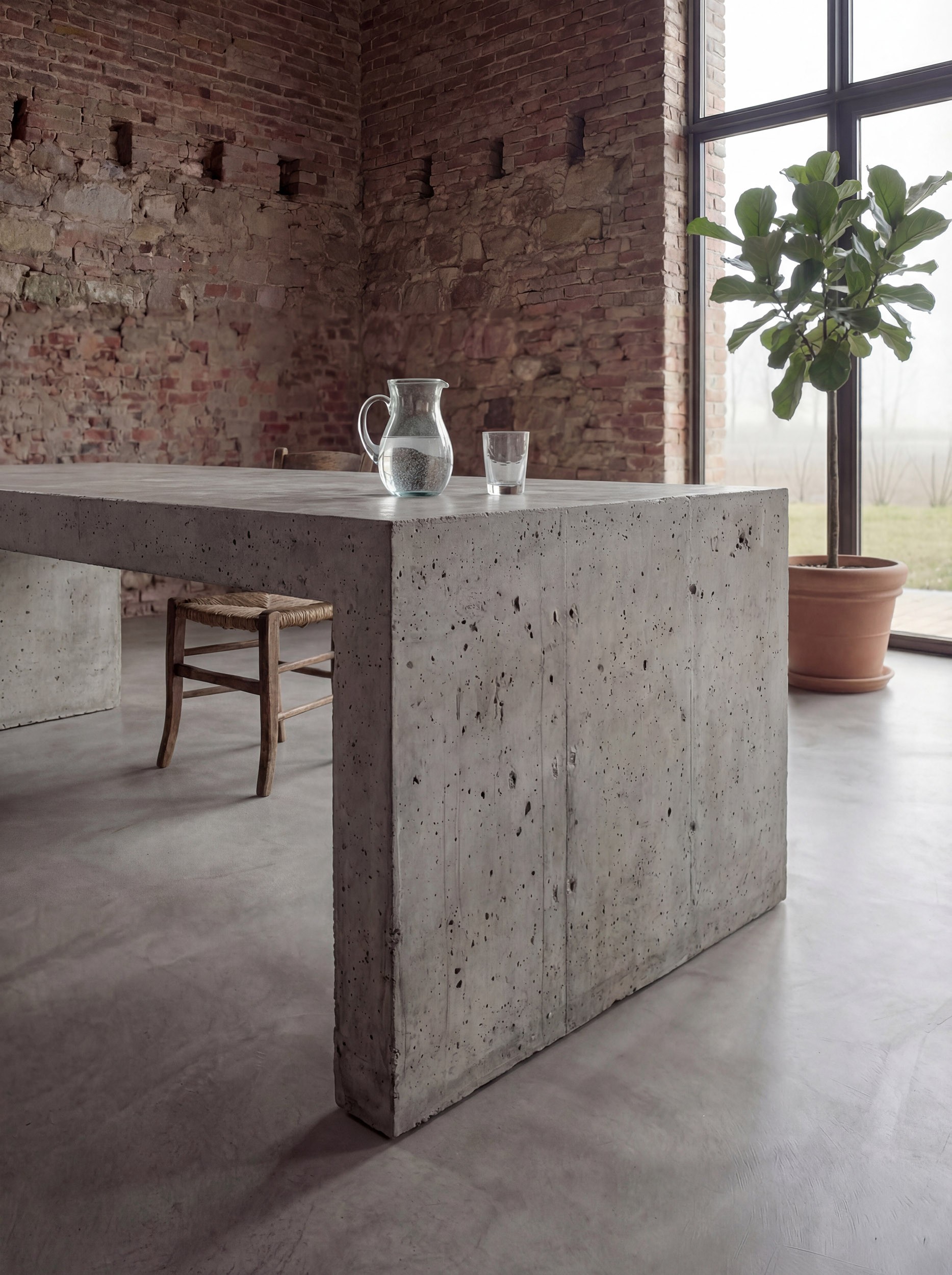 Small workshop with a metal table in the middle