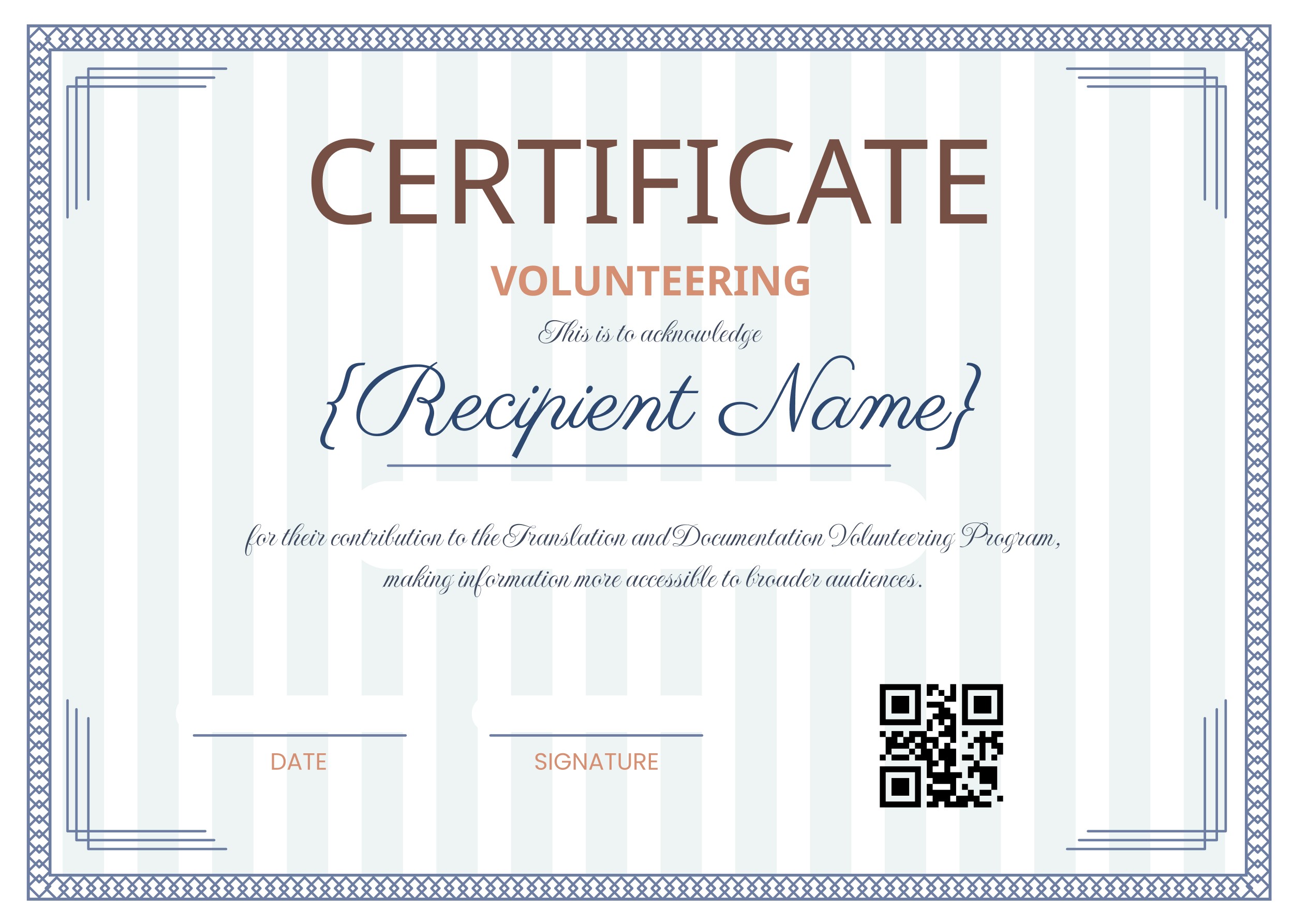 Wauld - Clean and simple volunteer certificate template