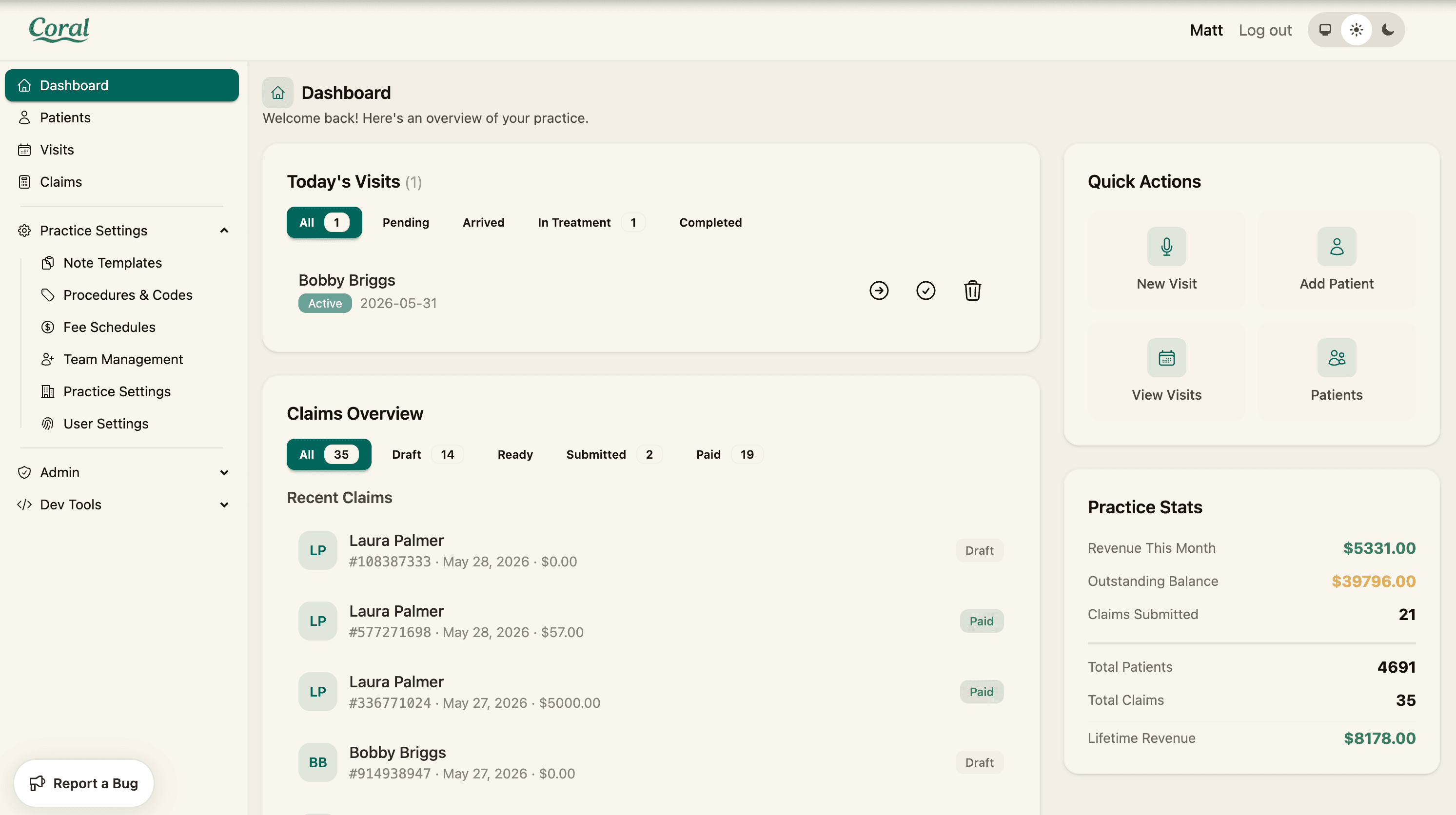 An image of Dreelio's dashboard