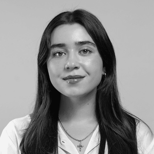Portrait avatar of a man with dark hair on a blue background