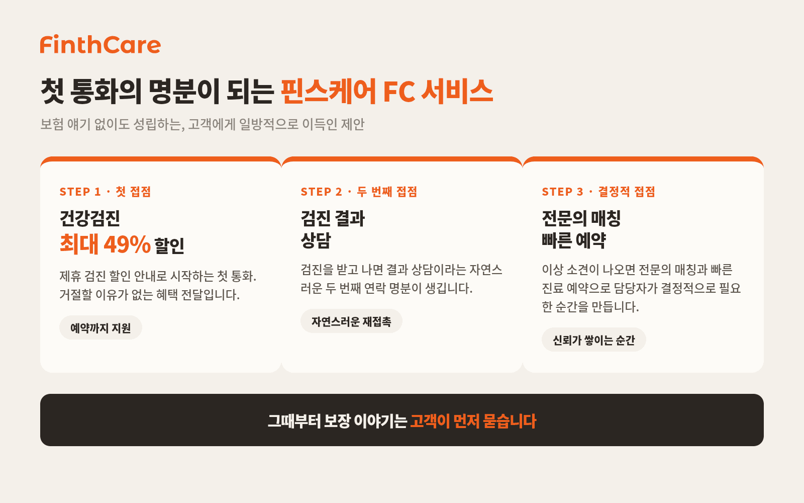 핀스케어 FC 서비스 혜택 3가지 카드