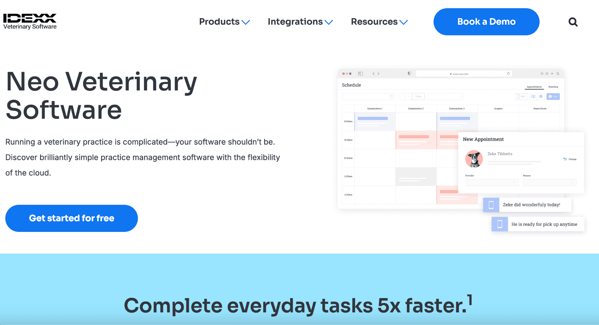 IDEXX Neo's homepage hero section 